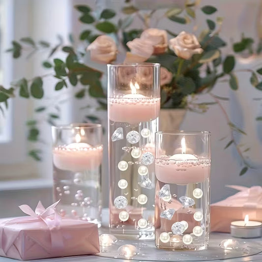 350 Mixed Acrylic Imitation Diamonds, Realistic Pearl Vase Fillers And Table Decorations for Weddings, Holidays, Christmas, Valentine'S Day, And Birthday Parties, Crafts, Easter Party Decorations