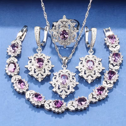 5pcs Luxury Elegant Jewelry Set, 18K Golden Plated Copper, with Synthetic Emerald & Cubic Zirconia, Includes Earrings, Necklace, Pendant, Ring, Bracelet, for Daily & Party Wear, Ideal for Christmas & All Seasons