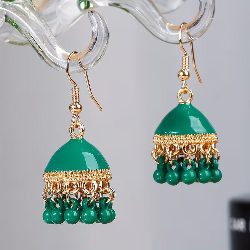 Exotic Style Colorful Alloy Birdcage Earrings with Bell for Women