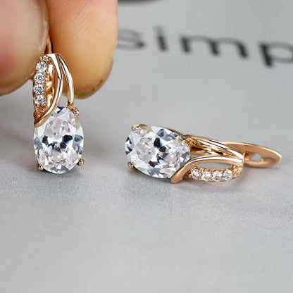 Elegant and fashionable oval cut Synthetic Zirconia, Synthetic Zirconia earrings, vintage Synthetic Zirconia earrings, bridal wedding jewelry gifts