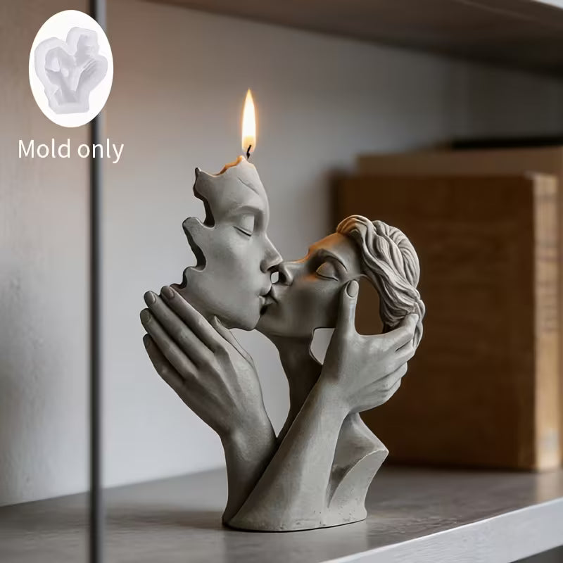 Resin Casting Molds, Mini Kissing Couple Flat-Bottom Silicone Mold, Hollow-Out Design Full of Artistic Sense, Suitable for Resin Ornaments/Candles/Soap Making, Soft and Easy to Demold with Clear Texture, Perfect for Valentine's Day Home Decor