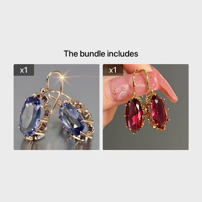 Fashion Bridal Wedding Hanging Earrings Claw Setting Oval Blue Earrings Women's Jewelry Gifts