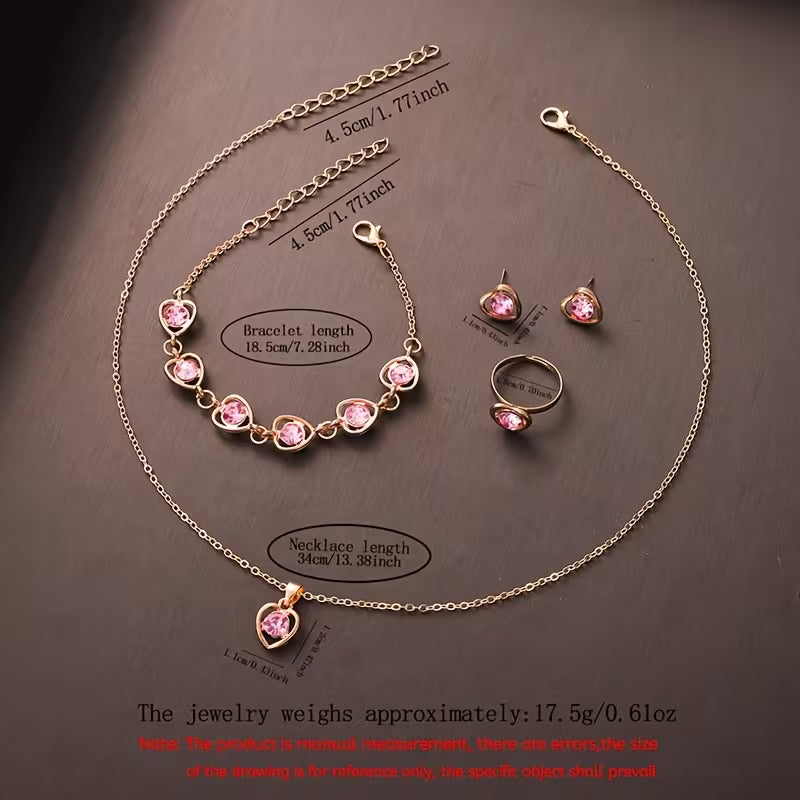 6-Piece Fashionable Pink Electronic Watch, Bracelet, Necklace, Earrings, and Ring Set for Teens - Perfect Birthday Gift for Friends, Girlfriend, or Boyfriend, Ideal for Travel, Graduation, Halloween, and Valentine's Day
