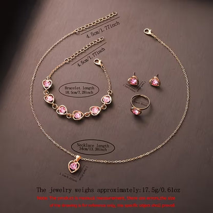 6-Piece Fashionable Pink Electronic Watch, Bracelet, Necklace, Earrings, and Ring Set for Teens - Perfect Birthday Gift for Friends, Girlfriend, or Boyfriend, Ideal for Travel, Graduation, Halloween, and Valentine's Day