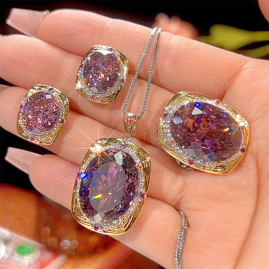 Luxury High-end Accessories Dried Rose Jewelry Necklace Earrings And Ring