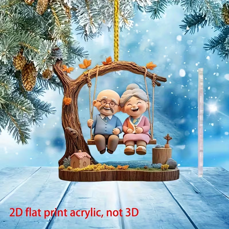 2D Flat, 2D Plane, 2D Plane Printing Acrylic Grandparent Swing Decoration Pendant, Suitable for Home Decoration Pendant, Car Rearview Mirror Pendant, Backpack Decoration, Mother's Day, Father's Day, Anniversary and Other Holiday Decoration Pendant, 2D Pla