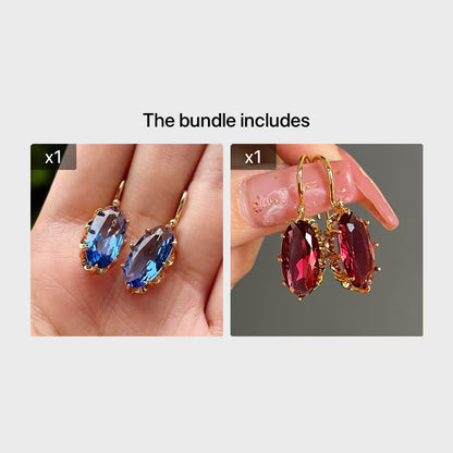 Fashion Bridal Wedding Hanging Earrings Claw Setting Oval Blue Earrings Women's Jewelry Gifts