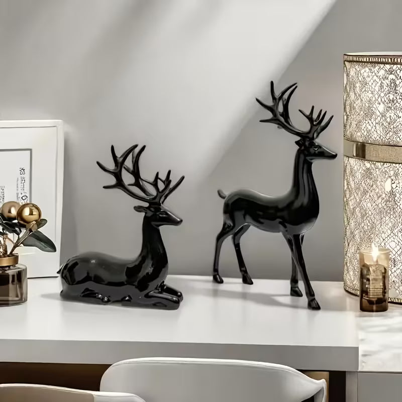 Modern Deer Statue - Elegant Plastic Tabletop Deer Figurine for /, Deer Antler Decor Suitable for Christmas, Easter, Thanksgiving - Collectible Gift for Home & Office ( Sculpture)
