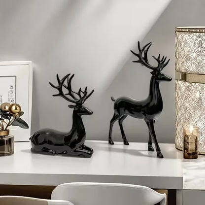 Modern Deer Statue - Elegant Plastic Tabletop Deer Figurine for /, Deer Antler Decor Suitable for Christmas, Easter, Thanksgiving - Collectible Gift for Home & Office ( Sculpture)
