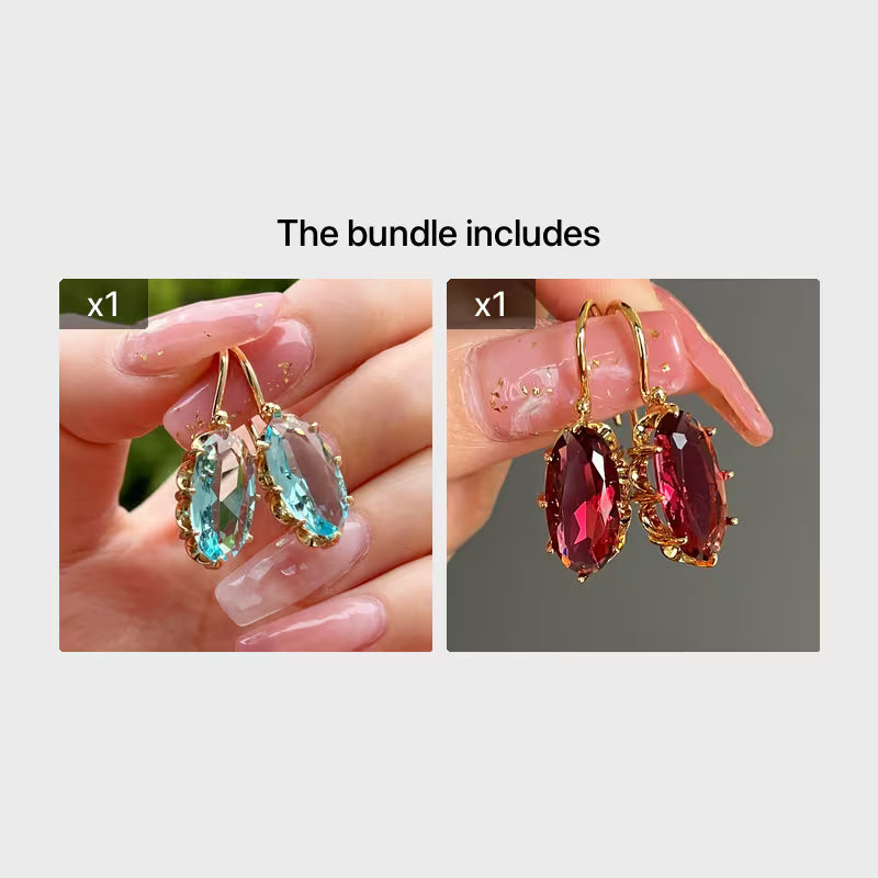 Fashion Bridal Wedding Hanging Earrings Claw Setting Oval Blue Earrings Women's Jewelry Gifts