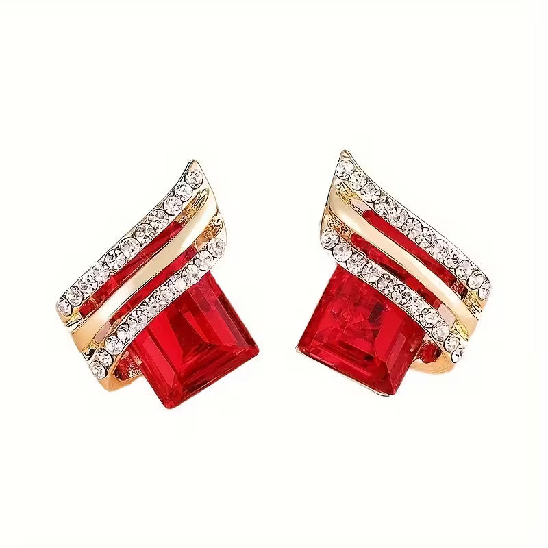 Hypoallergenic Geometric Stud Earrings Suitable for Weddings, Parties & Valentine's Gift - Elegant Luxury Hypoallergenic Alloy Earrings with Resin Inlay, Sensitive Skin, Year-Round Daily Wear & Special Occasions