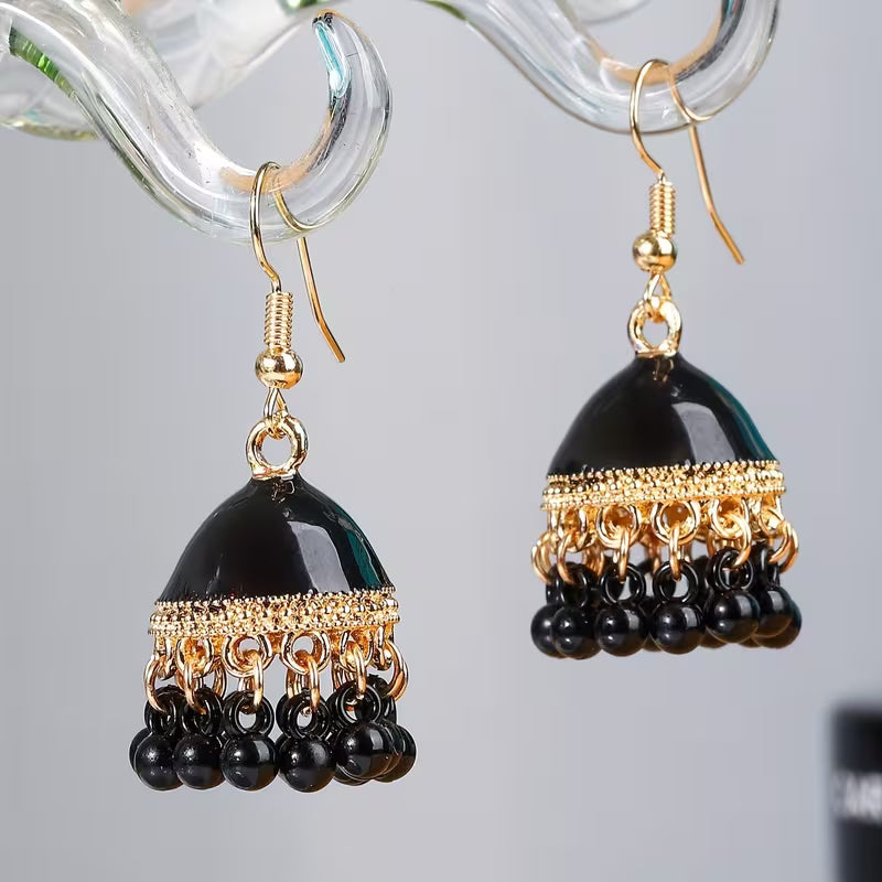 Exotic Style Colorful Alloy Birdcage Earrings with Bell for Women