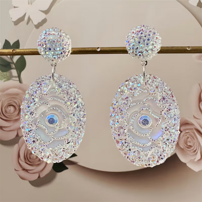 A Pair of Stunning And Flamboyant Oval Resin Drop Earrings, Featuring a Stylish, Elegant, And Luxurious Design, Making Them The Perfect Choice for Everyday Wear Or As a Gift for Women