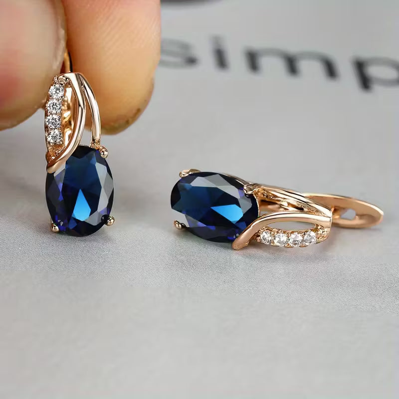 Elegant and fashionable oval cut Synthetic Zirconia, Synthetic Zirconia earrings, vintage Synthetic Zirconia earrings, bridal wedding jewelry gifts