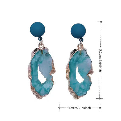 A Pair of Vintage Irregular Hollow Resin Pendant Earrings, Women's Jewelry Suitable for Vacation and Casual Attire