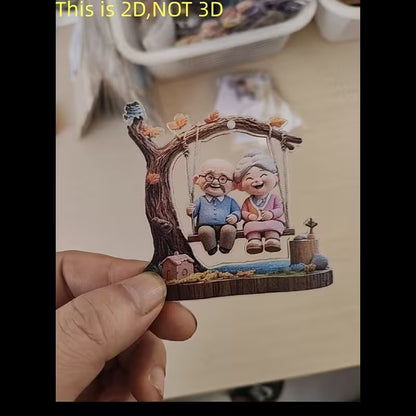 2D Flat, 2D Plane, 2D Plane Printing Acrylic Grandparent Swing Decoration Pendant, Suitable for Home Decoration Pendant, Car Rearview Mirror Pendant, Backpack Decoration, Mother's Day, Father's Day, Anniversary and Other Holiday Decoration Pendant, 2D Pla
