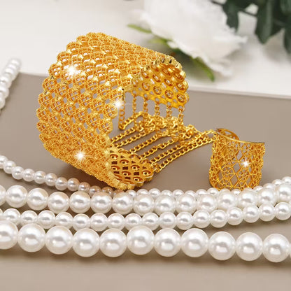 A Stylish And Trendy Tassel Bracelet And Ring Set from Dubai in The Middle East, Perfect for Parties And Versatile for Western Fashion