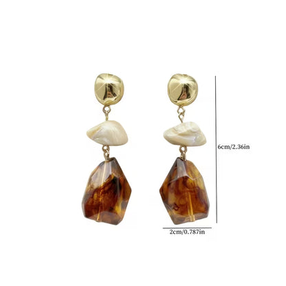 1pc Women's Vintage Bohemian Teardrop Earrings - Large -Looking Resin/-like Beads, -Tone & Accent - Elegant Dangle for Daily Wear, Parties, Weddings, Year-Round - Boho Wedding & Christmas