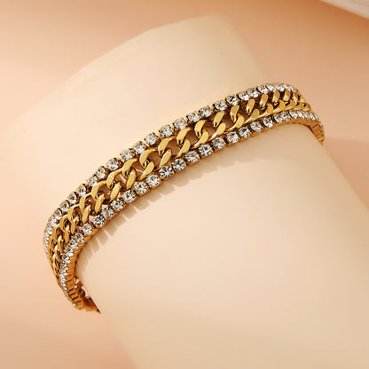 Fashion Gold Inlaid Diamond Adjustable Bracelet For Women