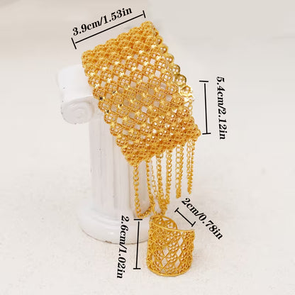 A Stylish And Trendy Tassel Bracelet And Ring Set from Dubai in The Middle East, Perfect for Parties And Versatile for Western Fashion