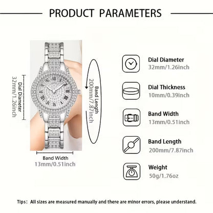 6pcs Luxury Versatile Women's Quartz Watch + Elegant Jewelry Set