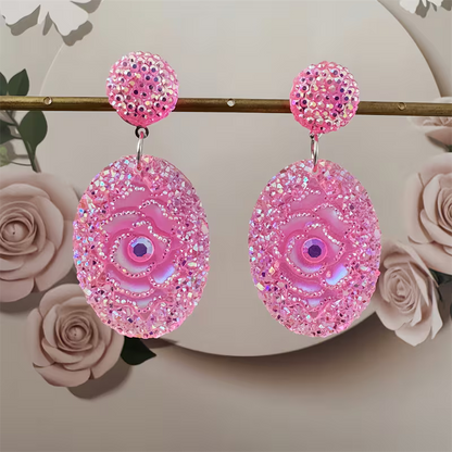 A Pair of Stunning And Flamboyant Oval Resin Drop Earrings, Featuring a Stylish, Elegant, And Luxurious Design, Making Them The Perfect Choice for Everyday Wear Or As a Gift for Women