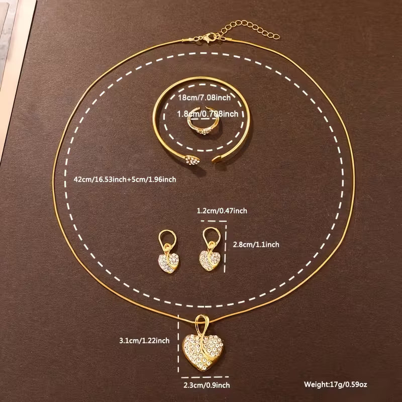 6pcs Women'S Stylish And Elegant Business Style Quartz Watch, Bracelet, Necklace, Earrings, And Ring Set (In an Opp Bag)