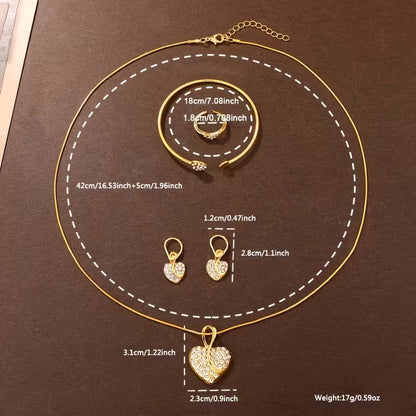 6pcs Women'S Stylish And Elegant Business Style Quartz Watch, Bracelet, Necklace, Earrings, And Ring Set (In an Opp Bag)