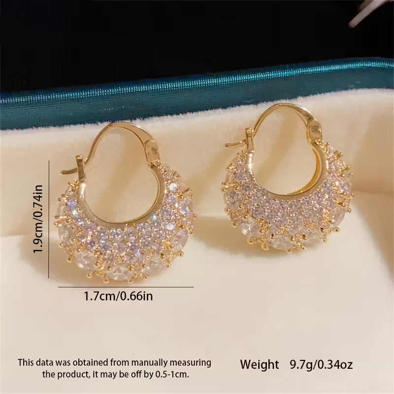 Elegant and luxurious 14K gold-plated earrings set with shiny Zirconia - perfect for daily and banquet occasions, making them an ideal gift for Women's Valentine's Day