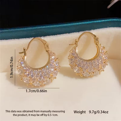Elegant and luxurious 14K gold-plated earrings set with shiny Zirconia - perfect for daily and banquet occasions, making them an ideal gift for Women's Valentine's Day