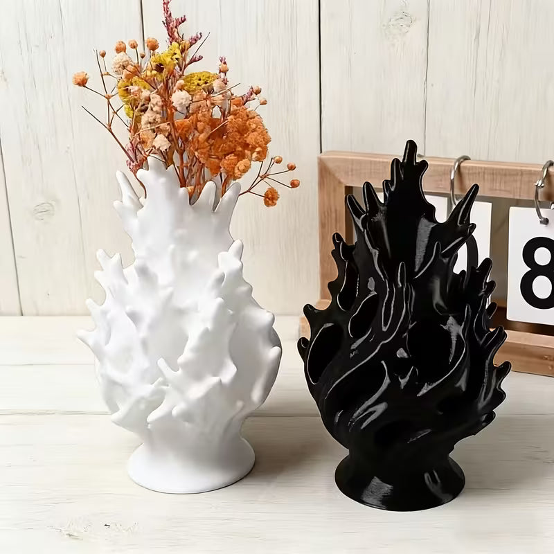 Bohemian Style Vase Decoration - Glossy Plastic Vase Featuring Wavy And Smooth Spherical Patterns, a Lightweight Portable Cylindrical Centerpiece for Home, Office, Weddings, And Parties - an Elegant Tabletop Flower Vase