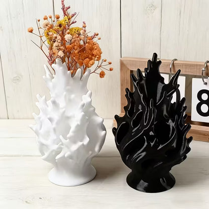 Bohemian Style Vase Decoration - Glossy Plastic Vase Featuring Wavy And Smooth Spherical Patterns, a Lightweight Portable Cylindrical Centerpiece for Home, Office, Weddings, And Parties - an Elegant Tabletop Flower Vase