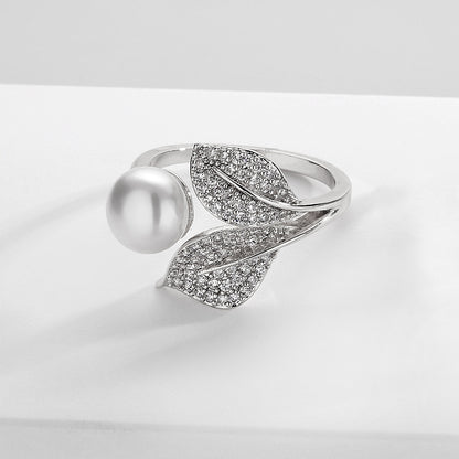 Exquisite Leaf Zircon Open Ring