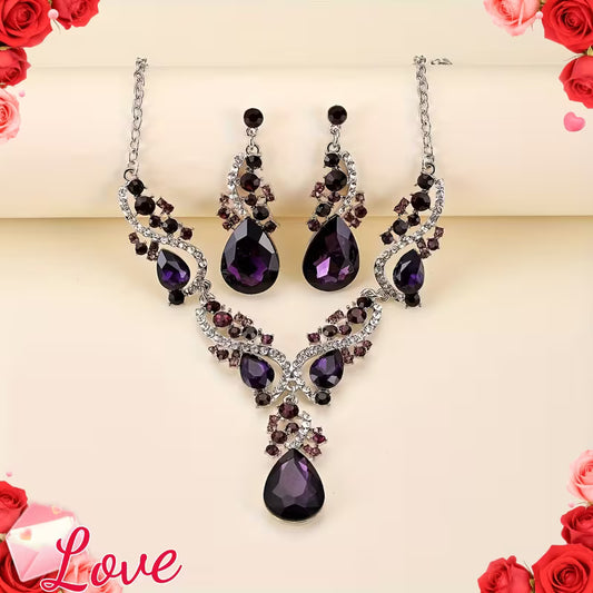 3pcs Set of Light Luxury Emerald Green -encrusted Vintage Alloy Rhinestone Women's Jewelry Set, Suitable for Banquets and Weddings, Ideal for Gifting